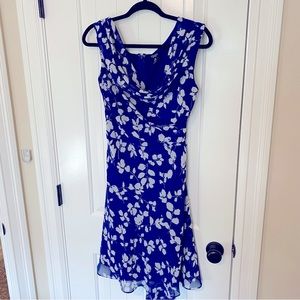 Chaps Floral Cowl Neck Dress Blue Purple Size 10